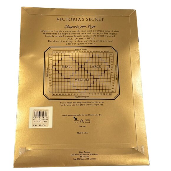 Victorias Secret Lace Top Thigh Highs Classic Navy Medium Hosiery Vintage - Picture 2 of 4